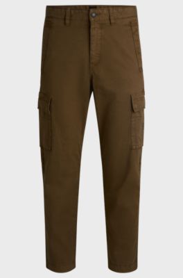 Cargo trousers in stretch-cotton twill, Khaki