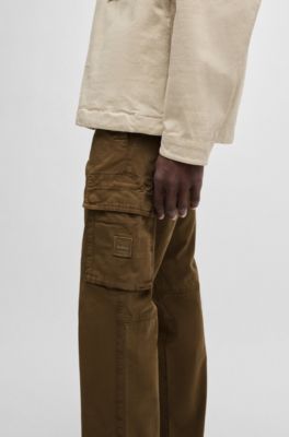 Cargo trousers in stretch-cotton twill, Khaki