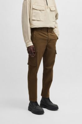 Cargo trousers in stretch-cotton twill, Khaki