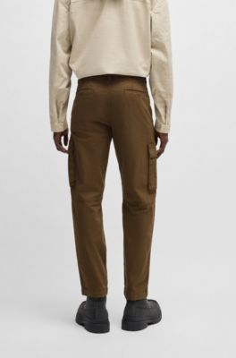 Cargo trousers in stretch-cotton twill, Khaki