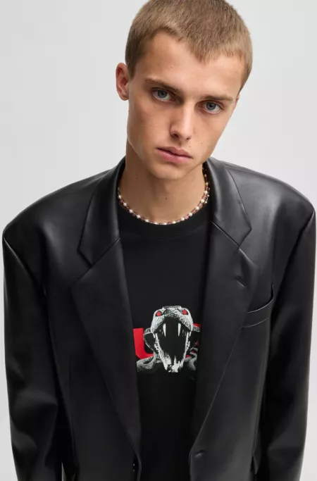Oversized-fit T-shirt in cotton with animal graphic