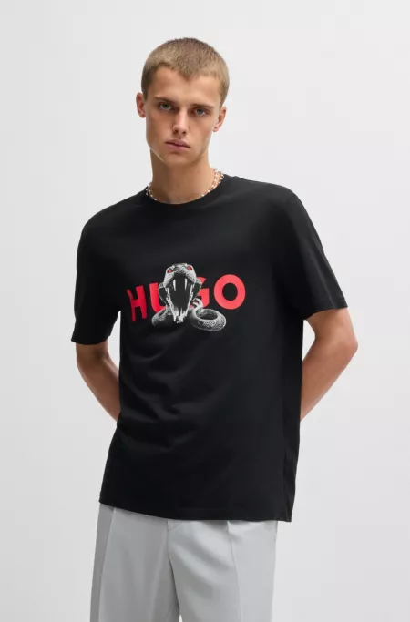 Oversized-fit T-shirt in cotton with animal graphic