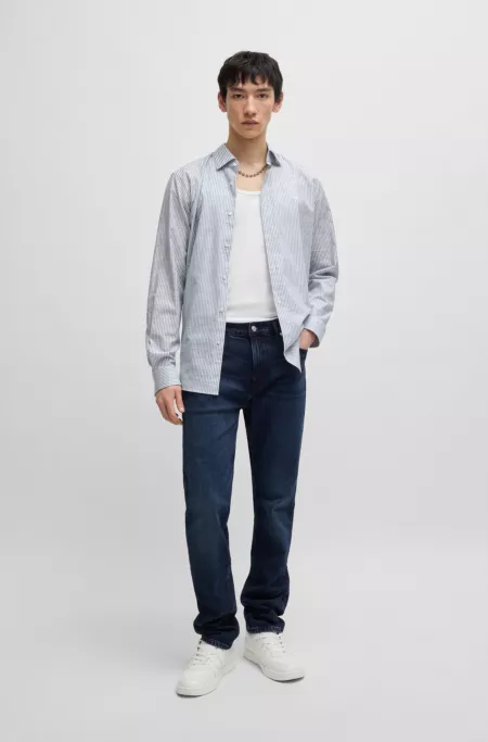 Slim-fit jeans in dark-blue stretch denim