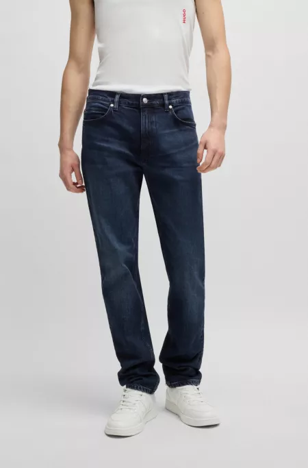 Slim-fit jeans in dark-blue stretch denim