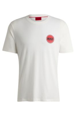 Cotton-jersey T-shirt with racing logo print, White