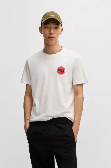 Cotton-jersey T-shirt with racing logo print