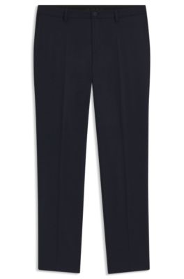 Slim-fit trousers in stretch flannel, Dark Blue