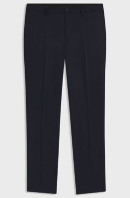 Slim-fit trousers in stretch flannel, Dark Blue