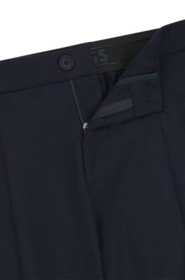 Slim-fit trousers in stretch flannel, Dark Blue