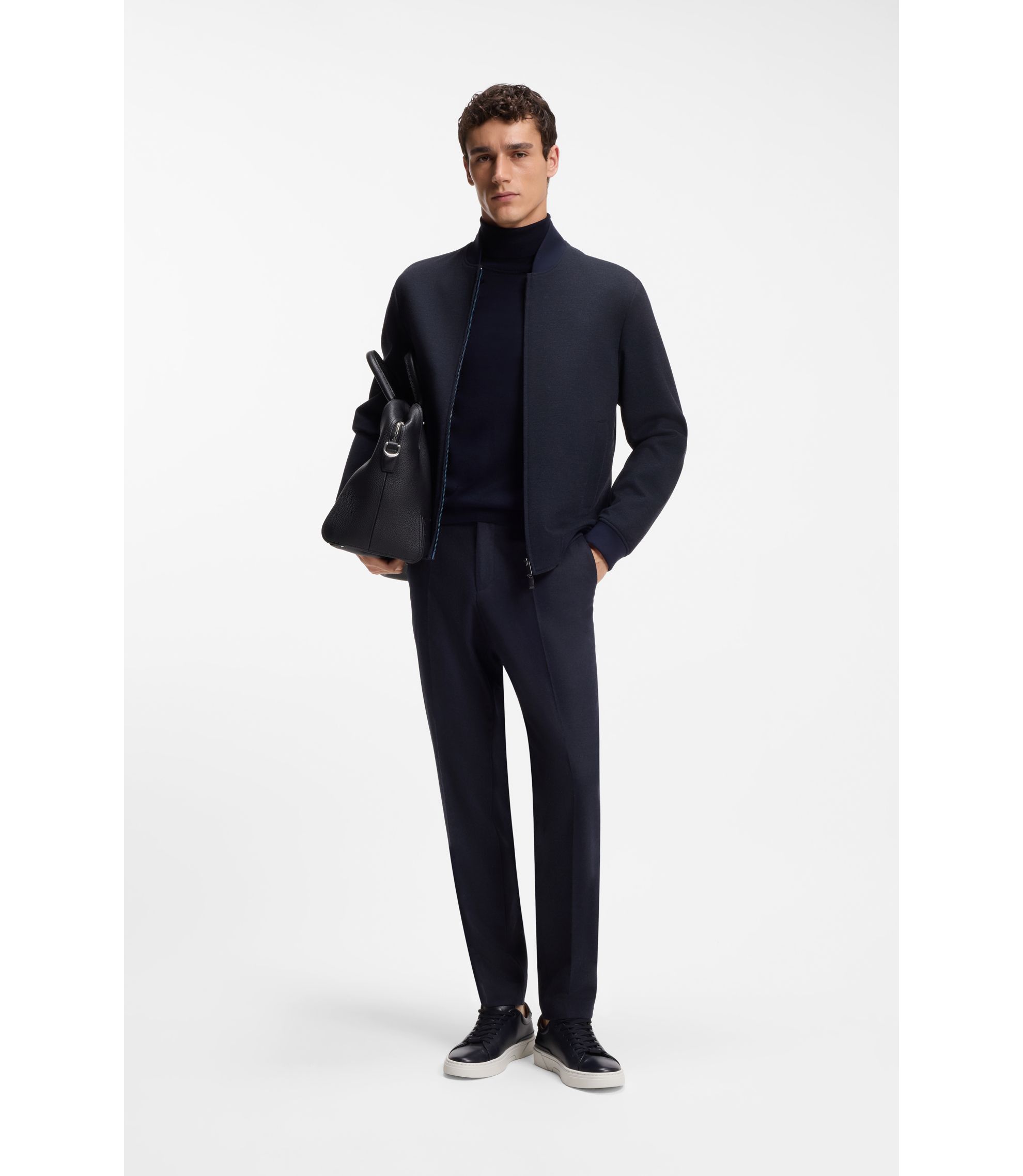 BOSS - スリムフィットパンツ ストレッチフランネル - ダークブルー