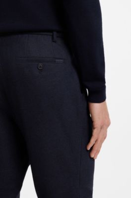 Pantalon Slim en flanelle stretch, Bleu fonc&eacute;