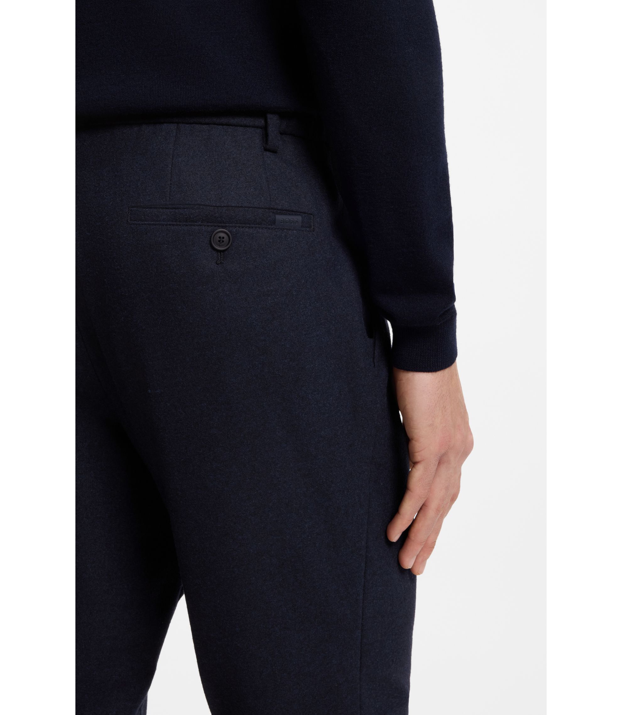 BOSS - スリムフィットパンツ ストレッチフランネル - ダークブルー