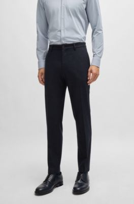 Slim-fit trousers in stretch flannel, Dark Blue