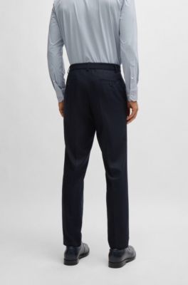 Slim-fit trousers in stretch flannel, Dark Blue