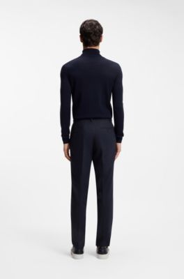 Pantalon Slim en flanelle stretch, Bleu fonc&eacute;