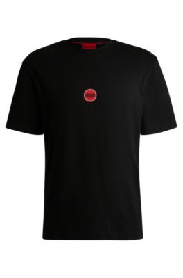 HUGO - Cotton-jersey T-shirt with racing logos - Black