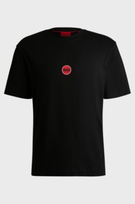 Cotton-jersey T-shirt with racing logos, Black