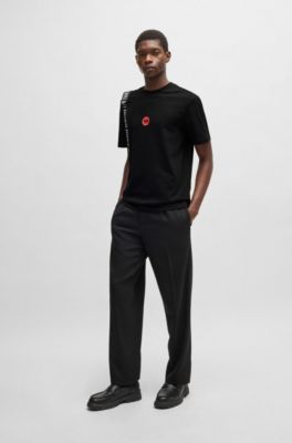 Cotton-jersey T-shirt with racing logos, Black