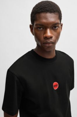 Cotton-jersey T-shirt with racing logos, Black