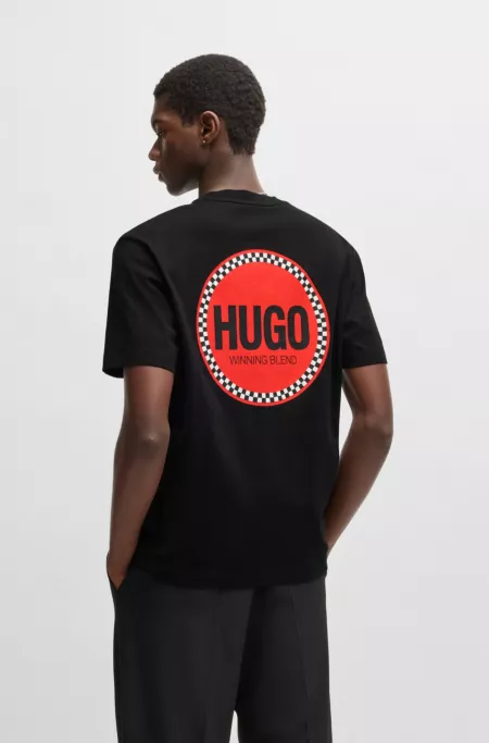 Cotton-jersey T-shirt with racing logos