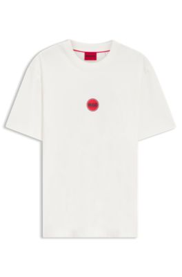 Cotton-jersey T-shirt with racing logos, White