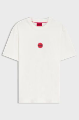 Cotton-jersey T-shirt with racing logos, Natural