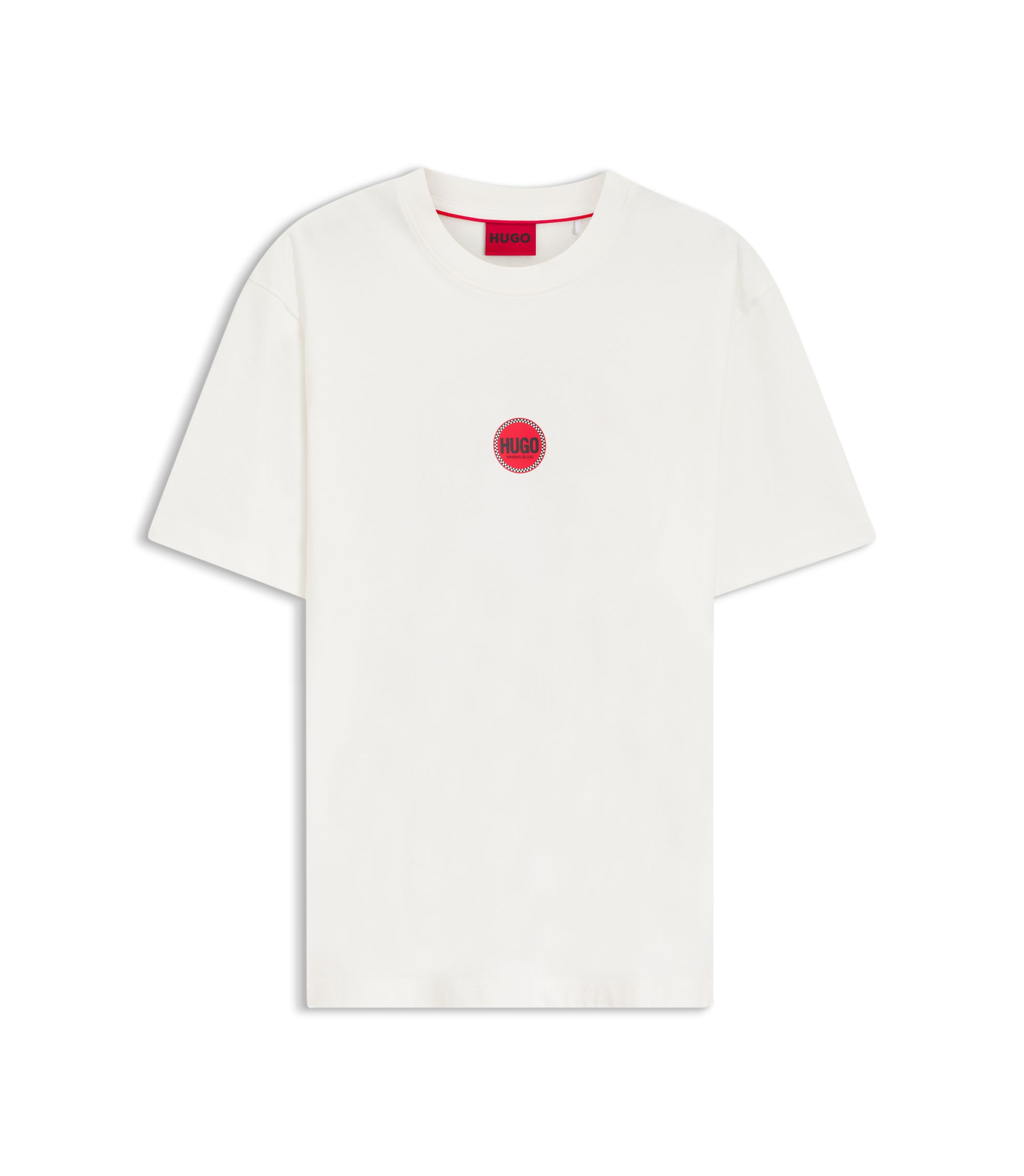 HUGO - Cotton-jersey T-shirt with racing logos - White