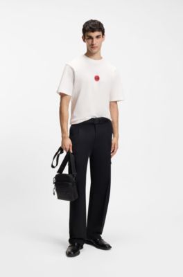 Cotton-jersey T-shirt with racing logos, White