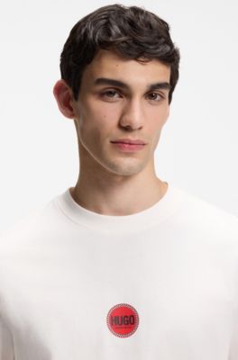 Cotton-jersey T-shirt with racing logos, Natural