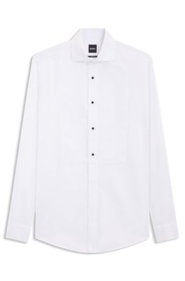 BOSS - Slim-fit shirt with studs and bow tie - White