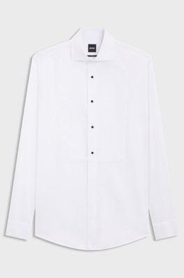 Slim-fit shirt with studs and bow tie, White
