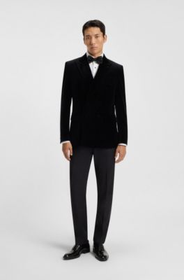 Slim-fit shirt with studs and bow tie, White