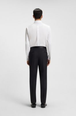 Slim-fit shirt with studs and bow tie, White