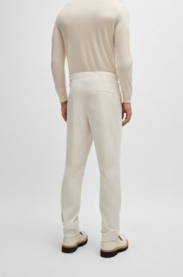 Tapered-fit trousers in performance corduroy, White