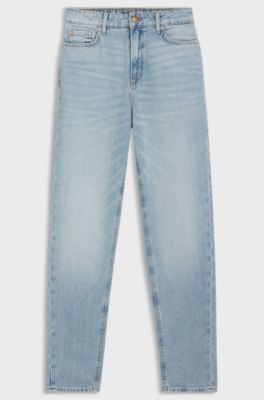 Relaxed-fit jeans van blauw denim met gem&ecirc;leerd effect, Lichtblauw