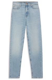Relaxed-fit jeans van blauw denim met gem&ecirc;leerd effect, Lichtblauw