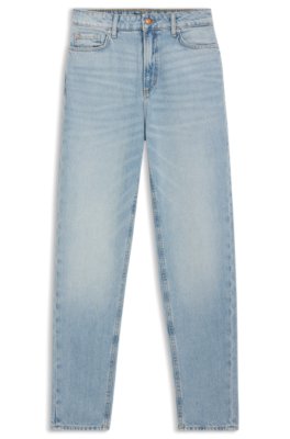 Relaxed-fit jeans in blue marble-effect denim