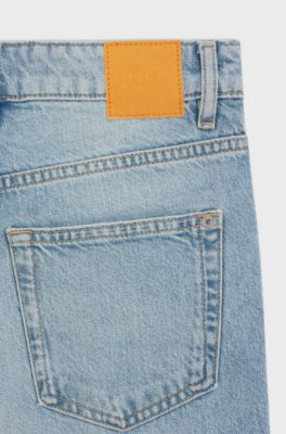 Relaxed fit-jeans i bl&aring; denim med marmoreffekt, Ljusbl&aring;