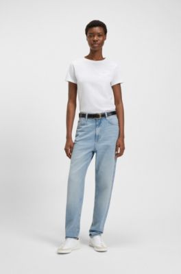 Relaxed-fit jeans in blue marble-effect denim, Light Blue
