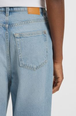 Relaxed-fit jeans in blue marble-effect denim, Light Blue