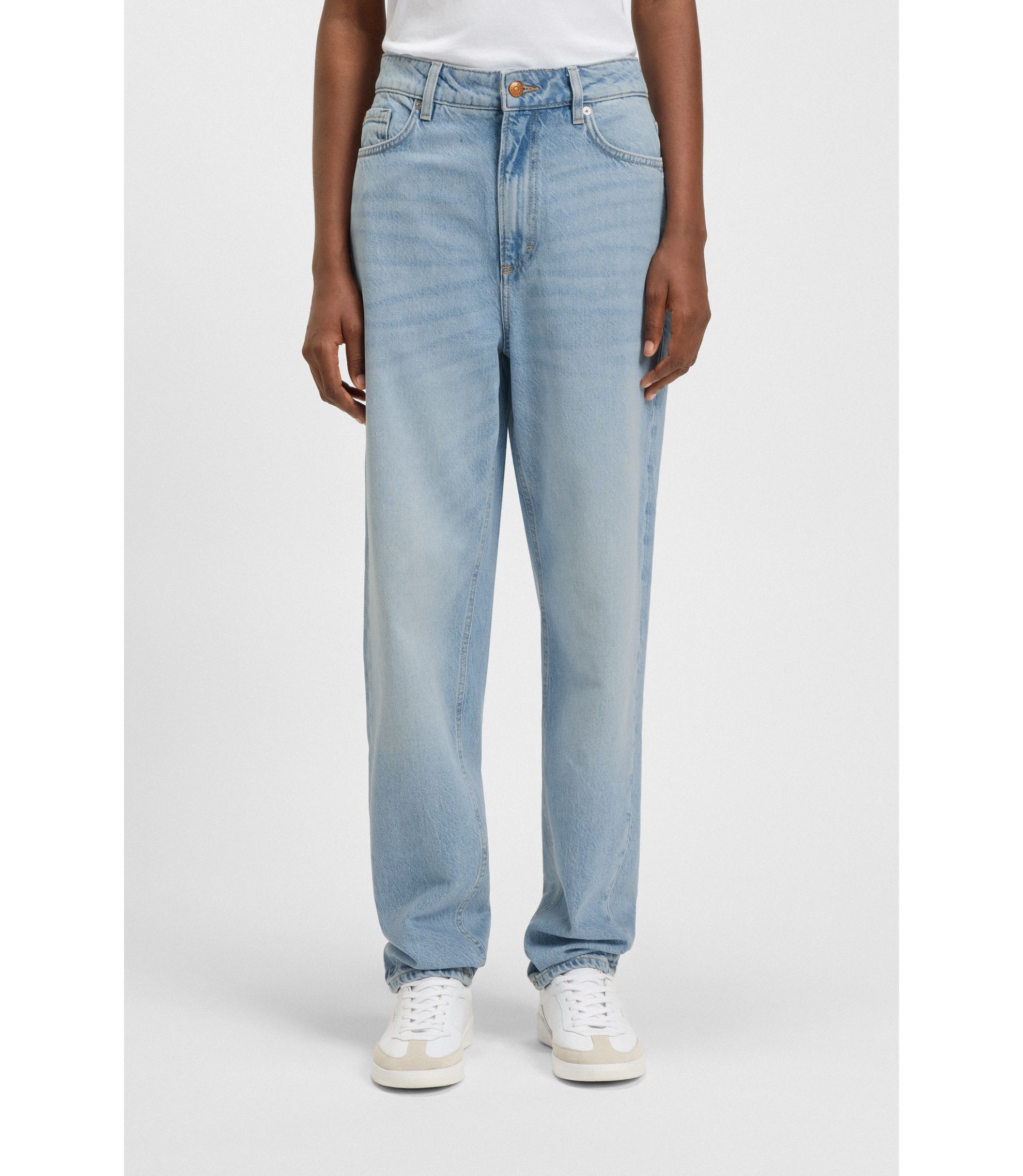 Relaxed-Fit Jeans aus blauem Denim mit Marmor-Effekt