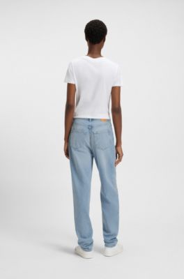 Relaxed-fit jeans in blue marble-effect denim, Light Blue