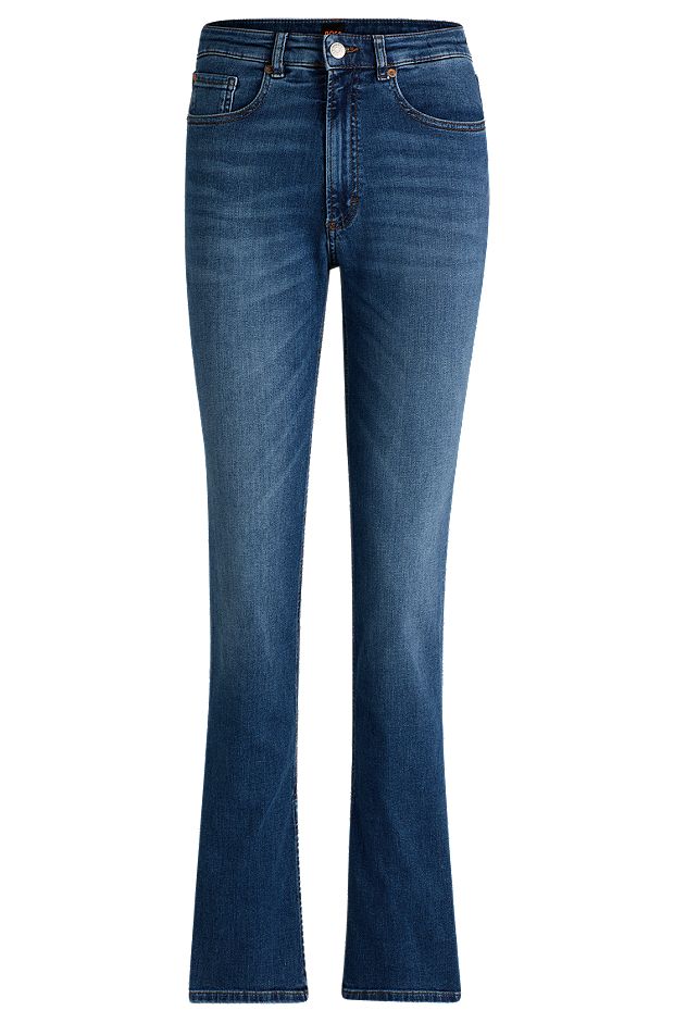 Kick-flare jeans in soft-motion denim, Blue