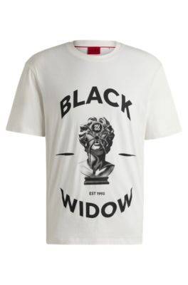 Tシャツ・カットソー BOSS Cotton jersey t-shirt with print on the front Bianco Boss cotton T-shirt with logo on the front - BOSS