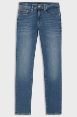 Slim-fit jeans in blue soft-motion denim, Blue
