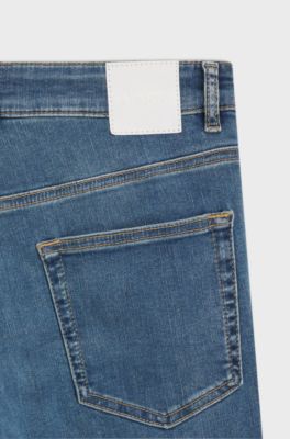 Jean Slim Fit en denim stretch bleu tr&egrave;s doux, Bleu