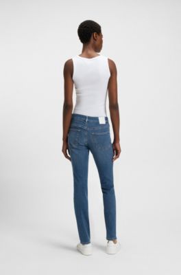 Vaqueros slim fit en tejido vaquero el&aacute;stico y supersuave azul, Azul