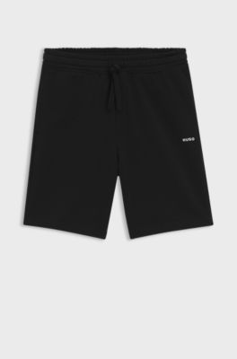 Cotton-terry shorts with logo print, Black