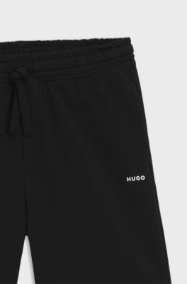 Cotton-terry shorts with logo print, Black