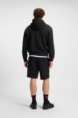 Shorts in cotone terry con logo stampato, Nero